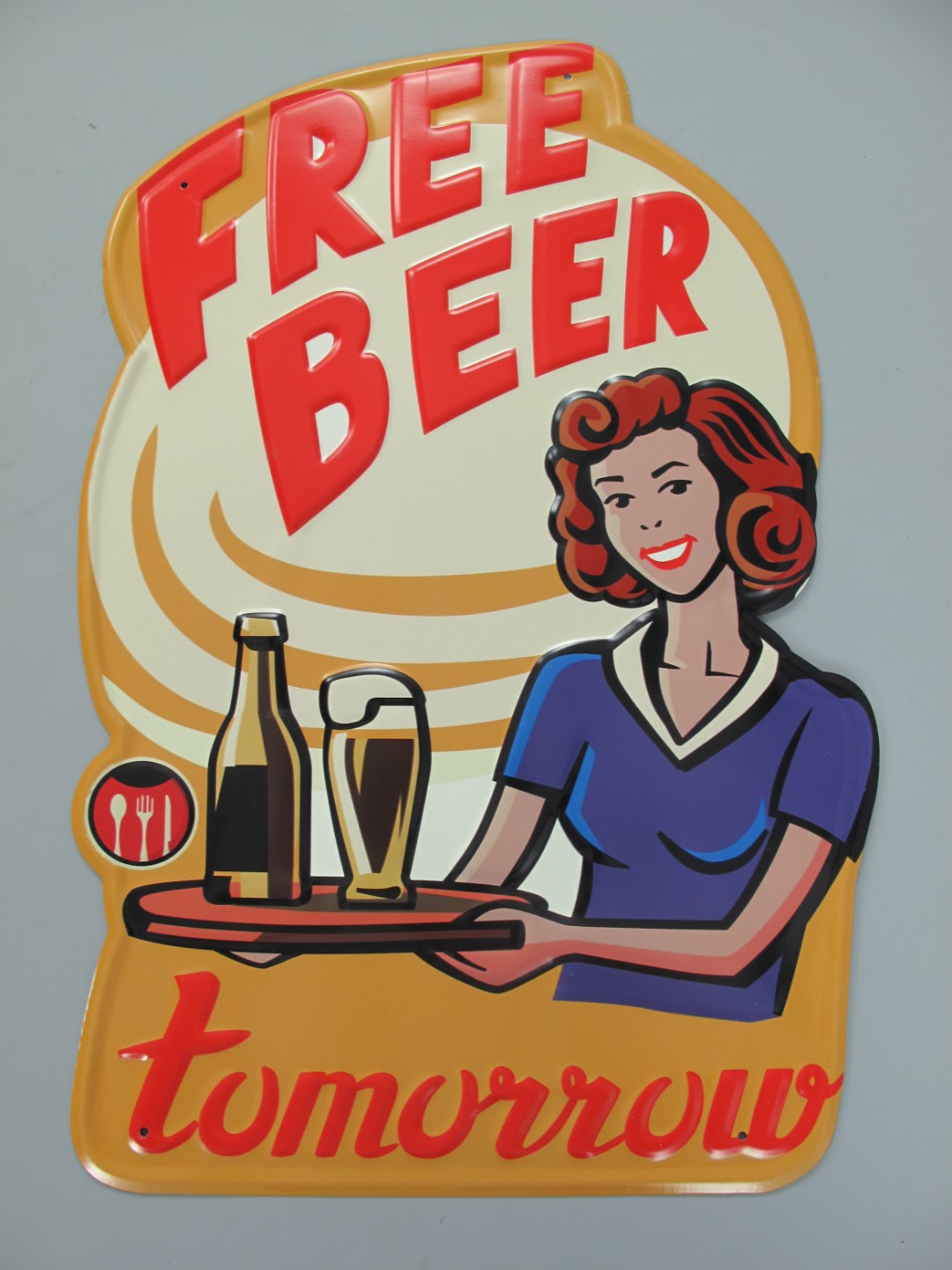 *ANG. Wandschild(Gestanzt) Eisen Free Beer H.60cm