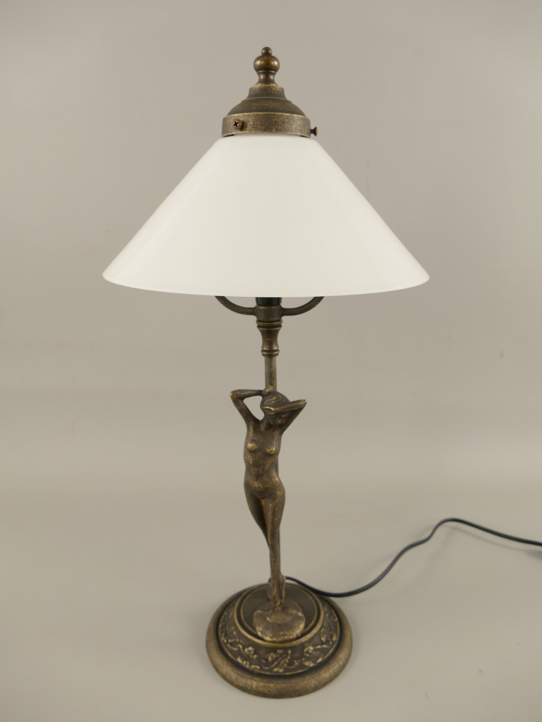 Lampe Messing brün. Schirm(160.100W25) H.49cm