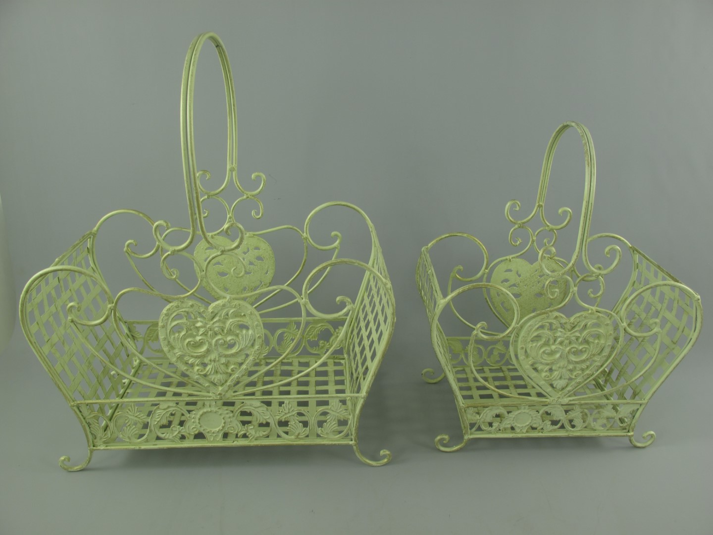 Korbset Eisen weiss Set/2 H.43/52-L.34/42cm