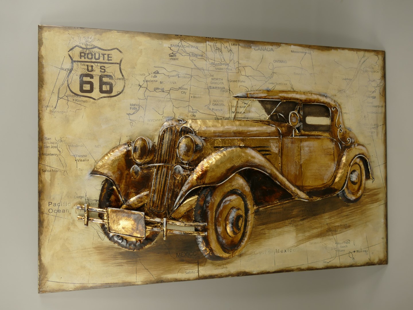 (*)Metallbild (3D) Eisen Auto L.120x80cm