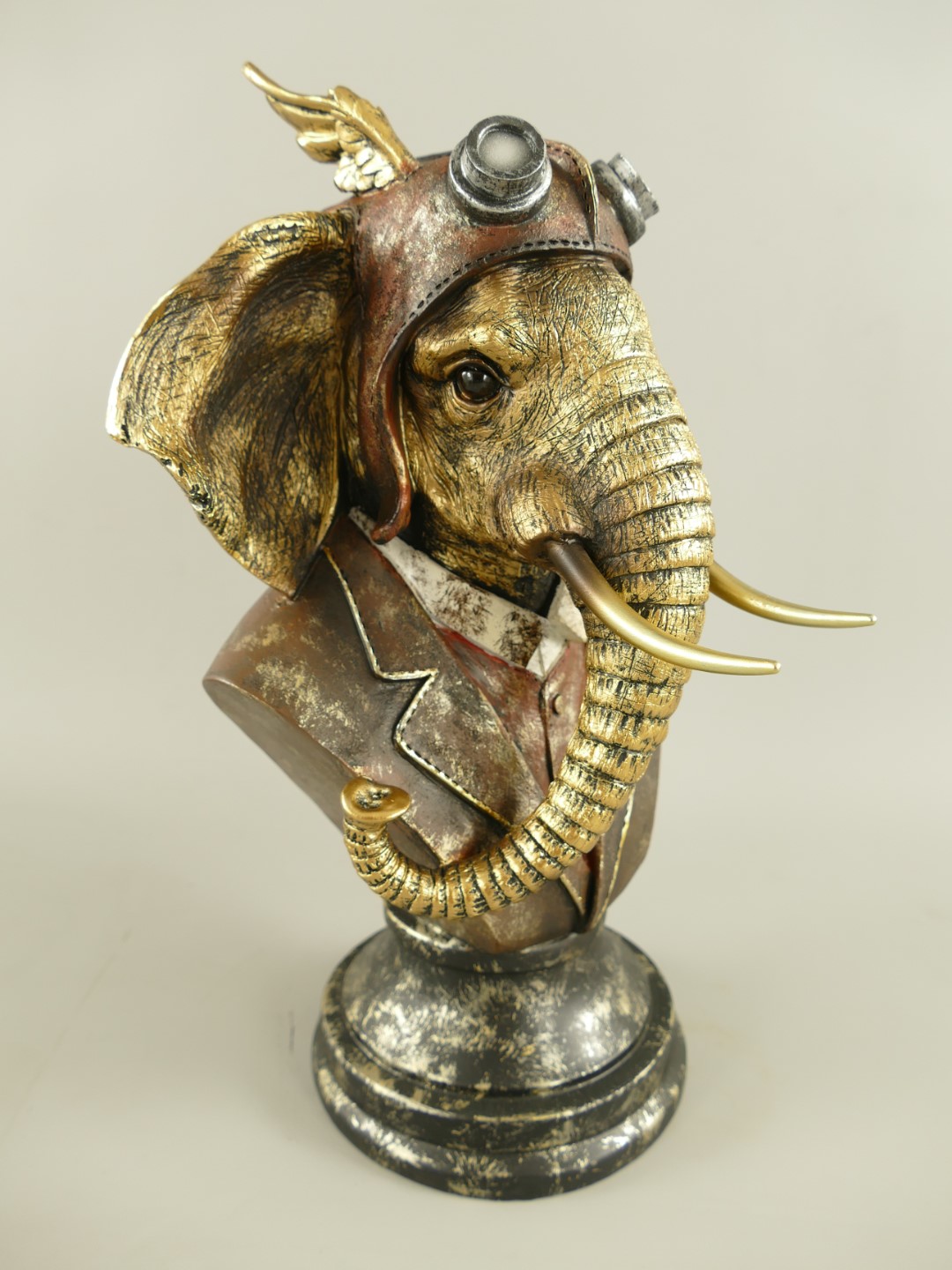 Figur Polystein Elefant farbig H.34x20cm