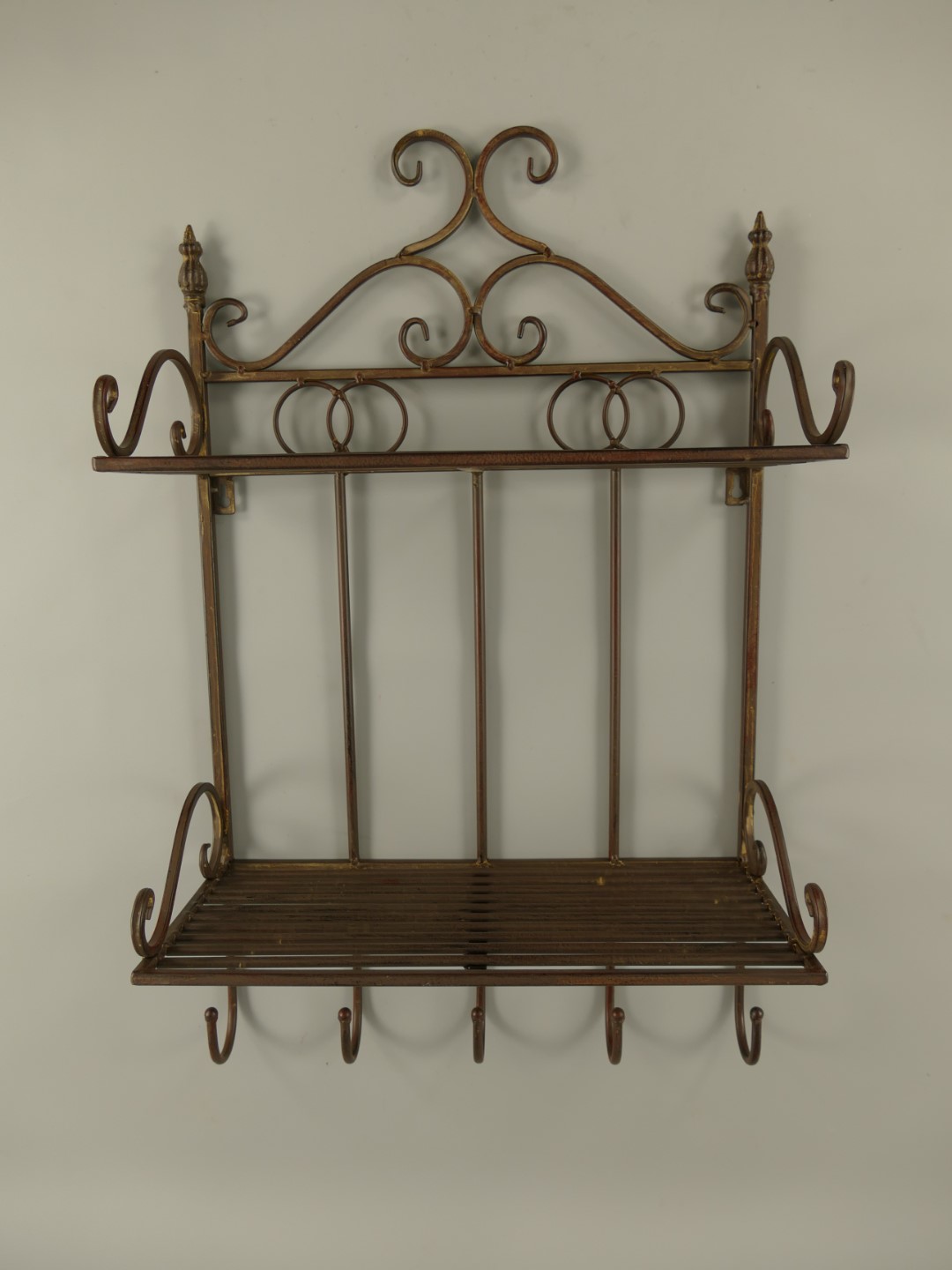 Wandhaken 2-ablagen Eisen RÖSTIG farbig L.42x68cm