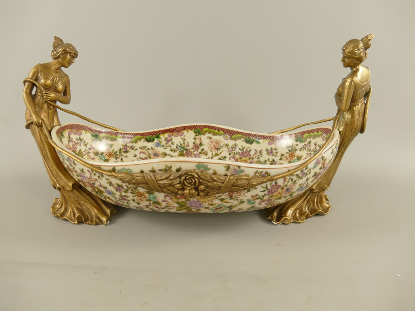 Schale FARBE Porzellan/Messing L.40x21cm