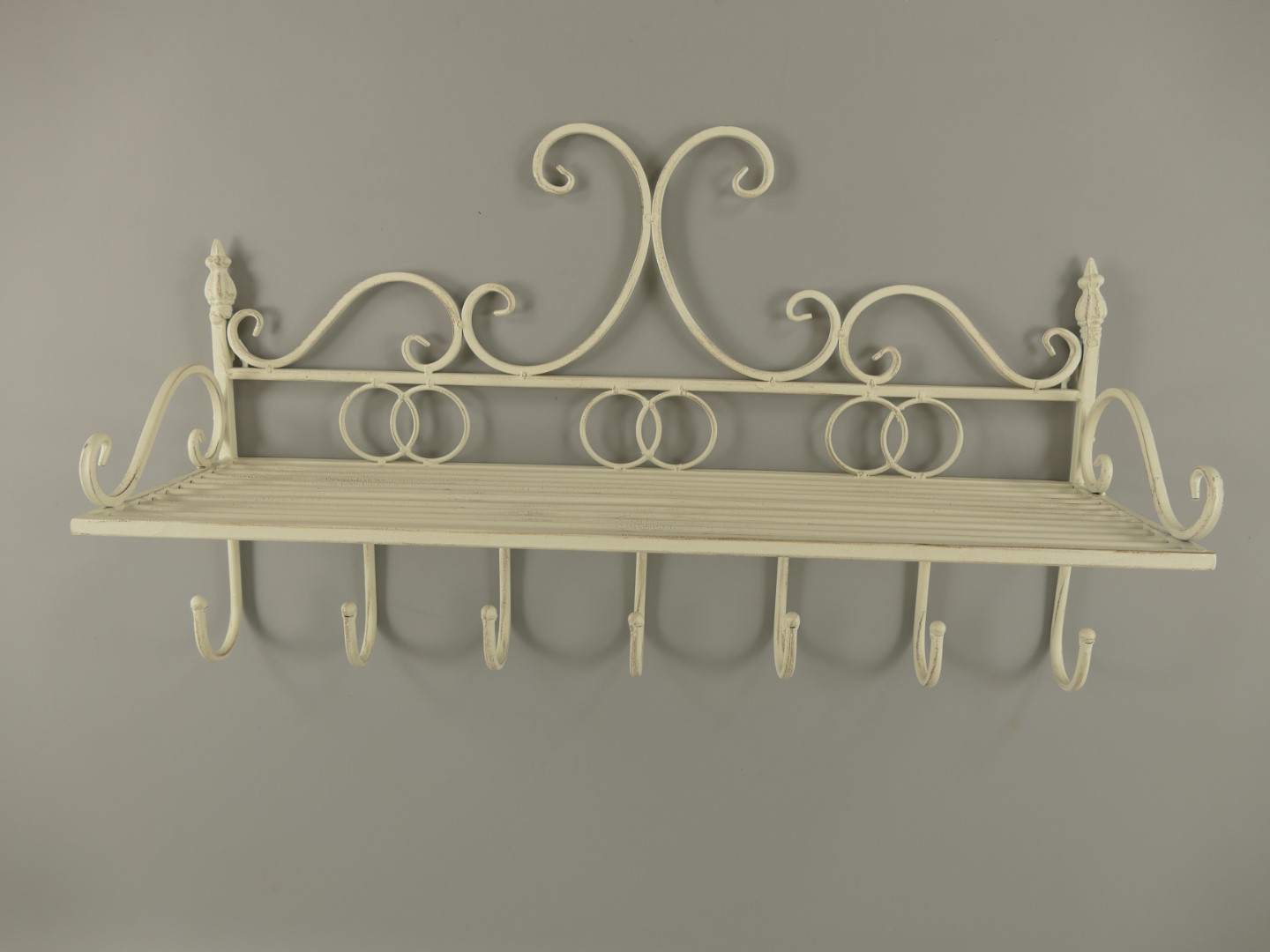 Wandhaken/ablage Eisen rustikal weiss L.65cm