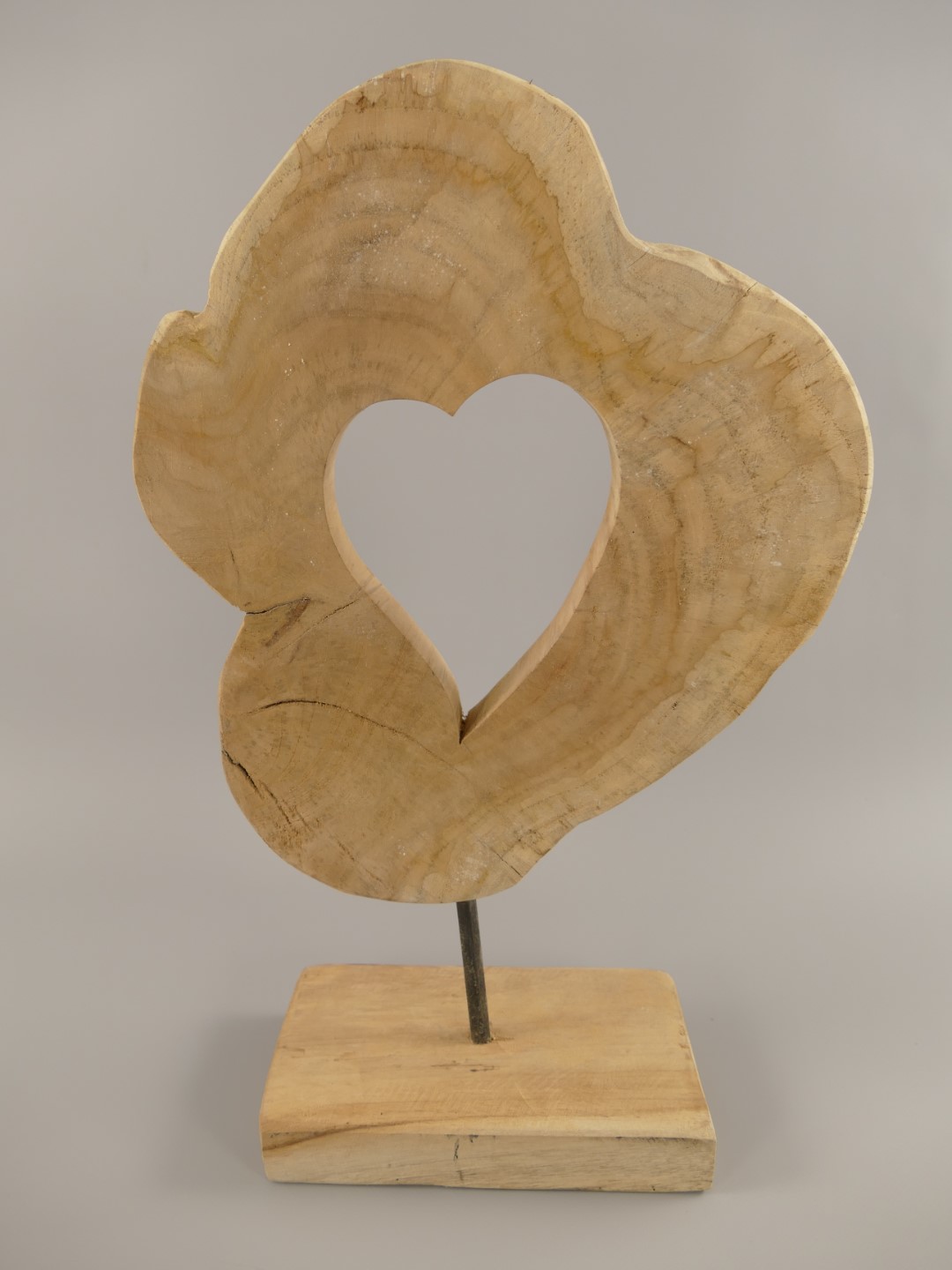 *?*NT Deko Herz(Innen seite)Teak Holz/Eisen H.46cm