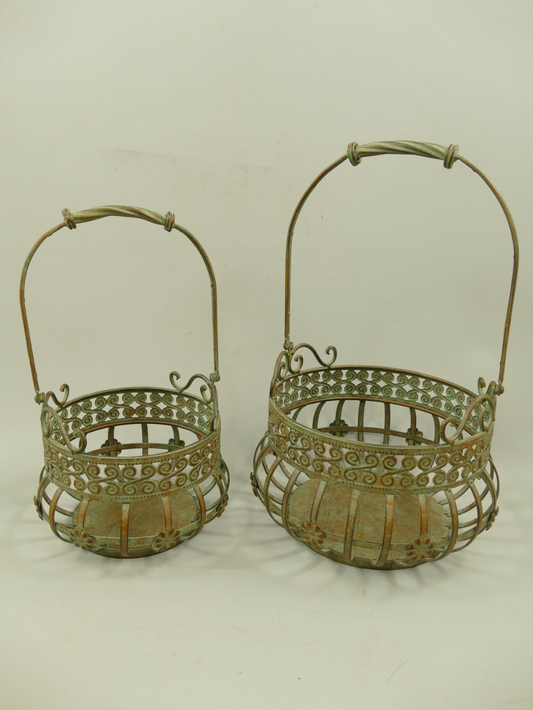 Korbset Eisen farbig Set/2 H.36/46cm