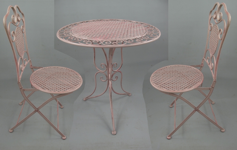 *NT 2xStuhl/Tisch(60) H.70cm Eisen ROSA SET!!