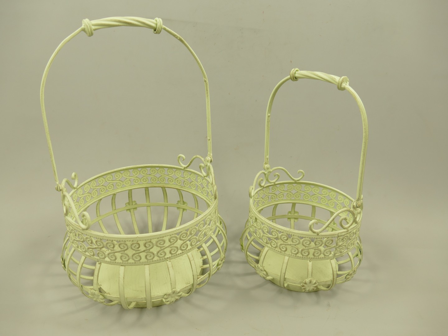 Korbset Eisen rust. weiss Set/2 H.36/46cm