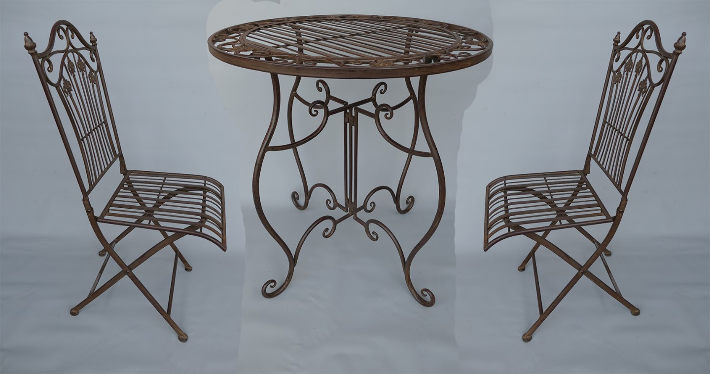 *NT 2xStuhl/Tisch(70) H.95cm Eisen rust. BRAUN!!!