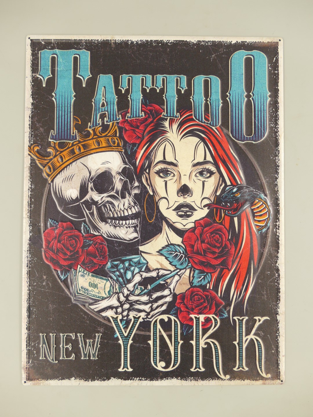 Wandschild(Gestanzt) Tattoo New York H.47cm