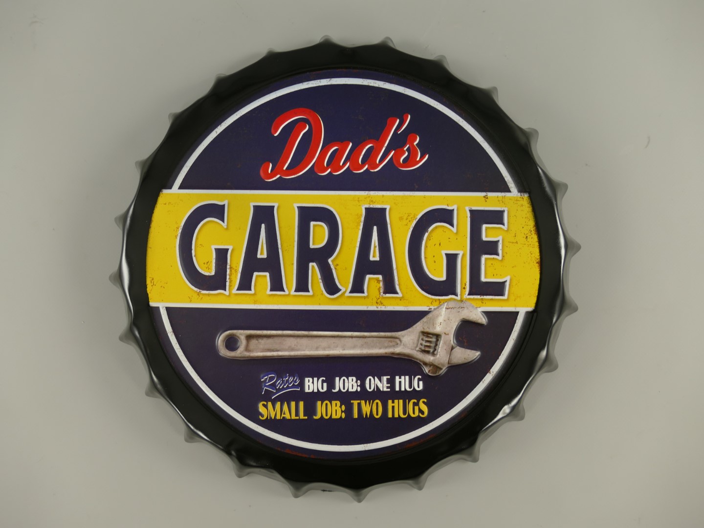 RAUS*PREIS Wandschild Eisen Dad's Garage D.35x4cm