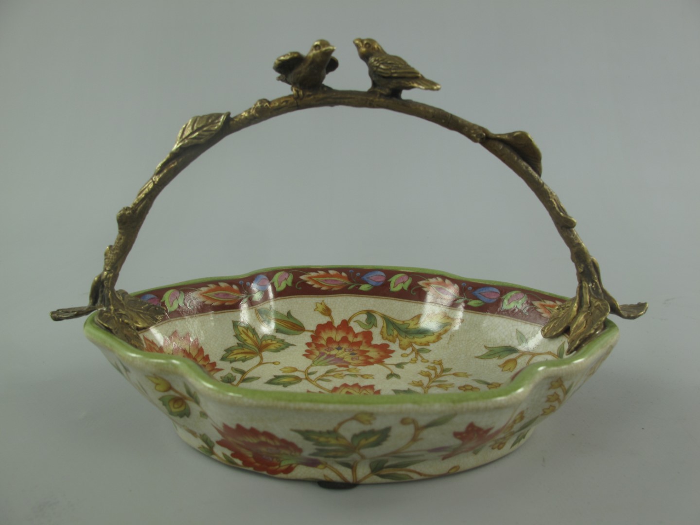 Schale FARBIG!! Porzellan/Messing L.20x13x13cm