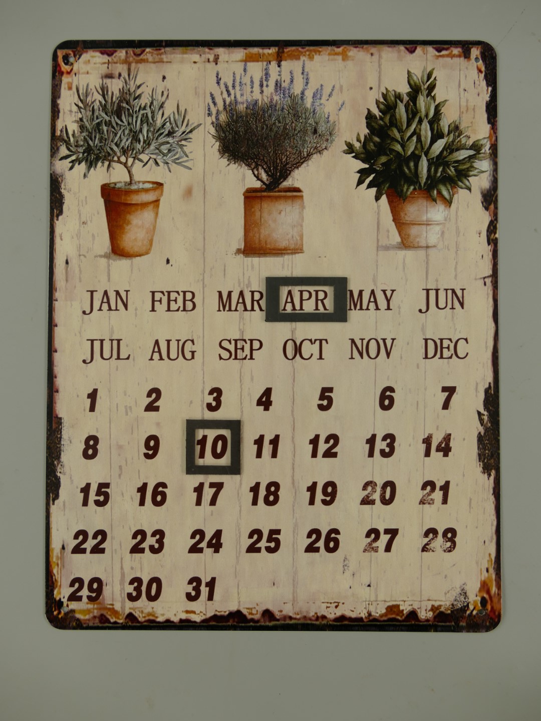 Jahreskalender Antik Eisen H.33x25cm