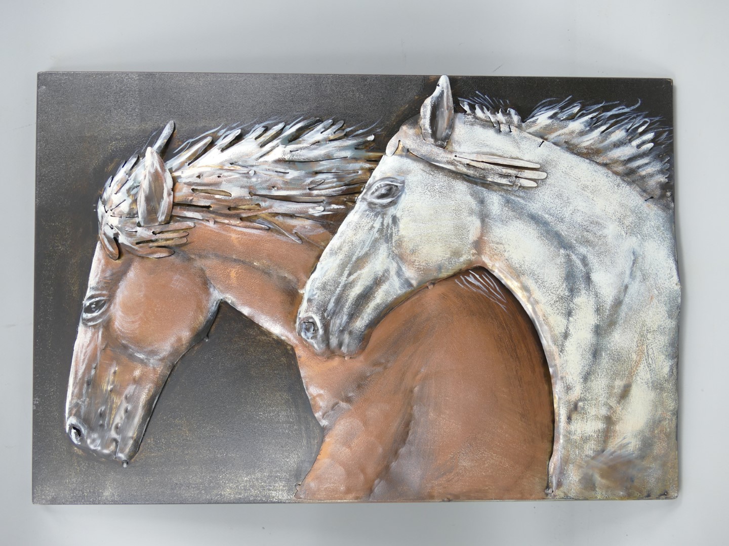 (*)Metallbild (3D) Eisen Pferd L.60cm