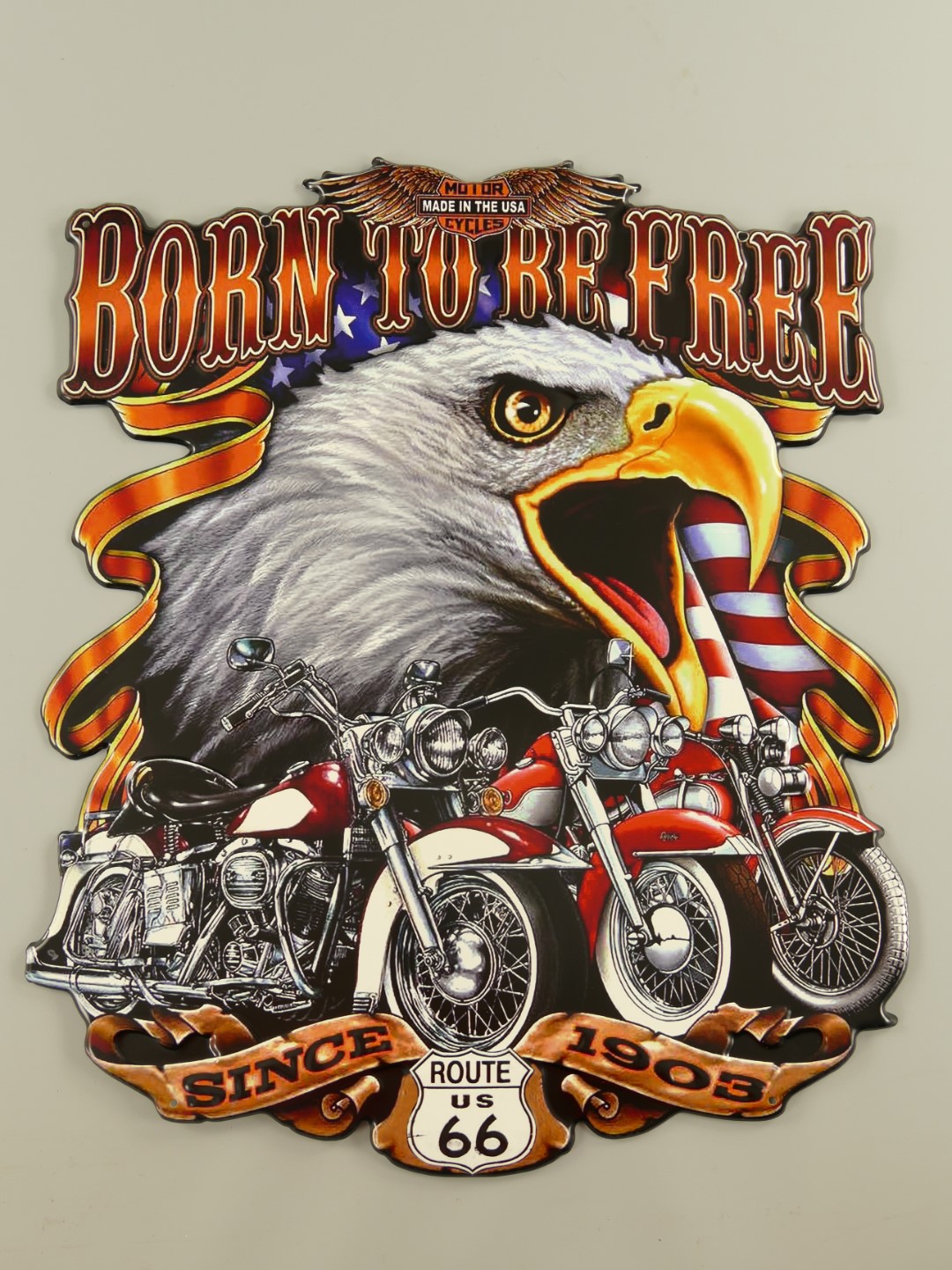 Wandschild(Gestanz) Eisen Born to be Free H.60cm