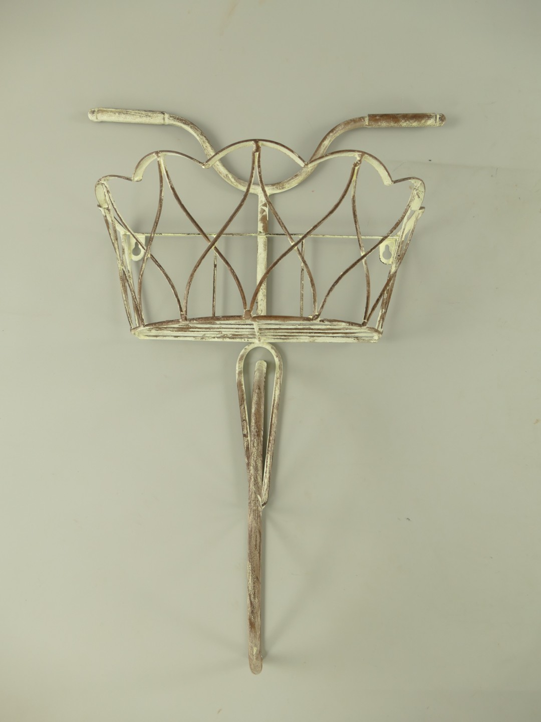 Wandblumenhanger FAHRRAD weiss rustikal H.56cm