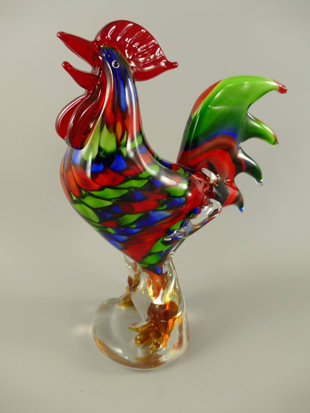 Glasfigur Hahn farbe H.28x20cm