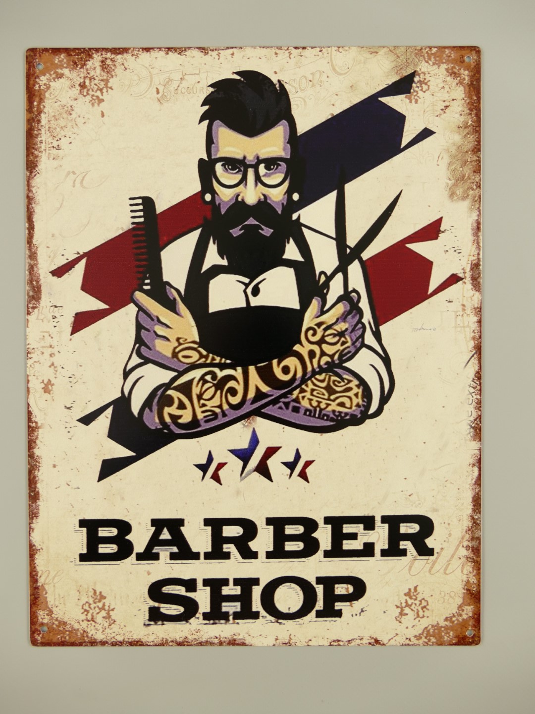 Wandschild Eisen Barber Shop H.33x25cm
