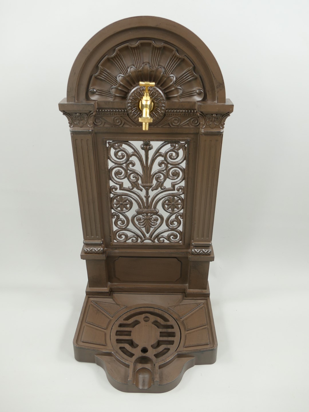 Stehbrunnen Alu Guß rustikal braun H.83x40cm