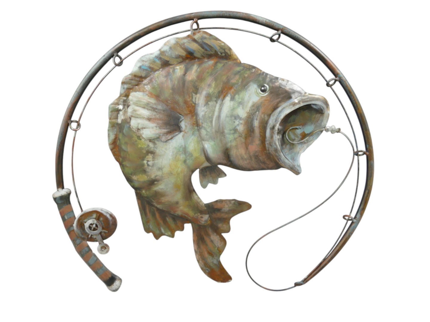 *ANG./AUG. (*)Metallbild (3D) Eisen Fisch H.60cm