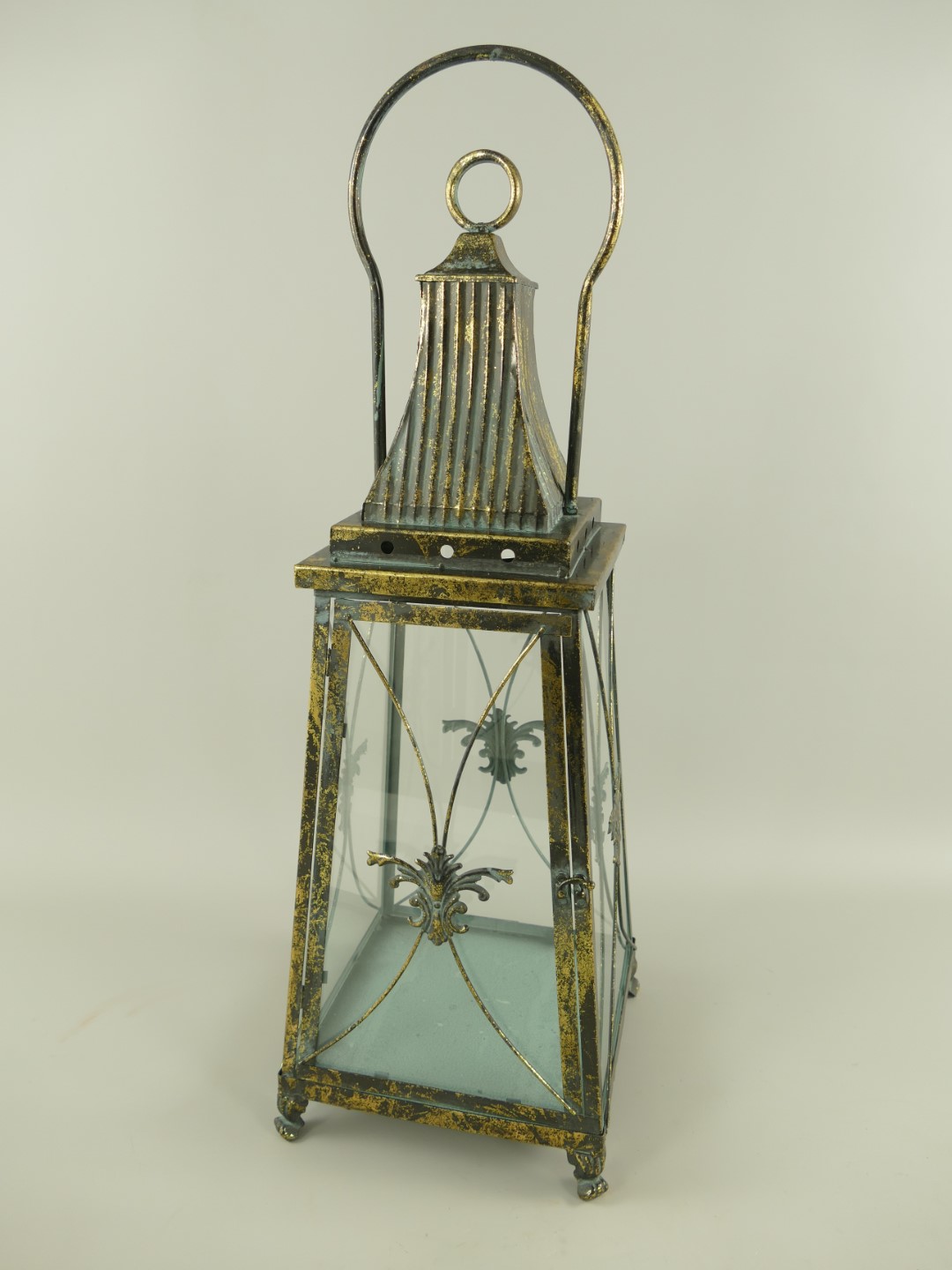 (*)Laterne rustikal gold Eisen farbe H.72cm