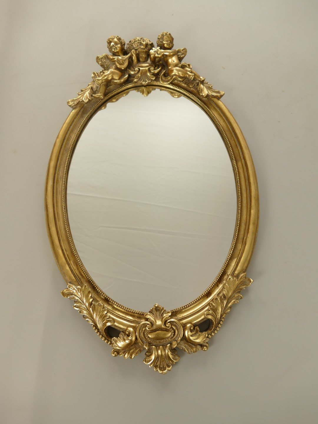 Wandspiegel Engel Polystein GOLD farbig H.58cm