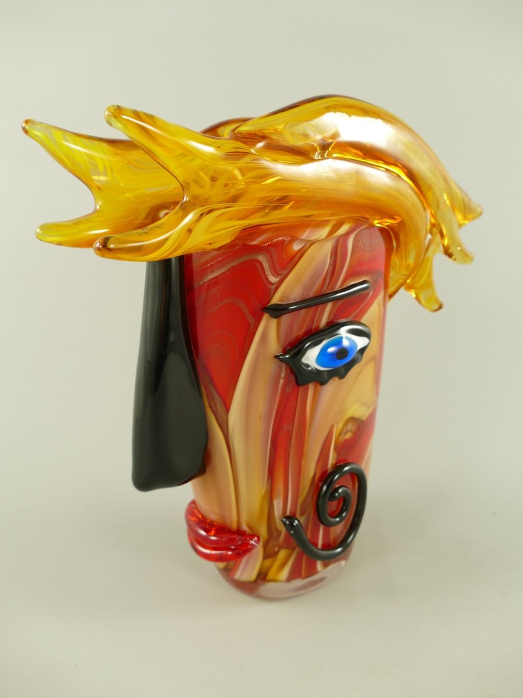 Glas Vase gesicht farbe H.30x29x10cm