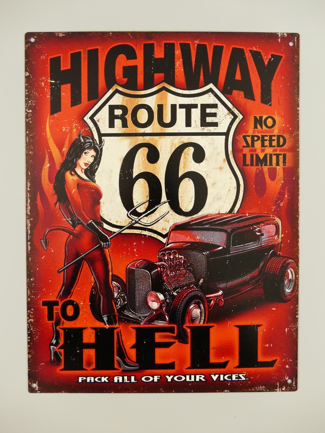 Wandschild Eisen Highway Hell H.33x25cm