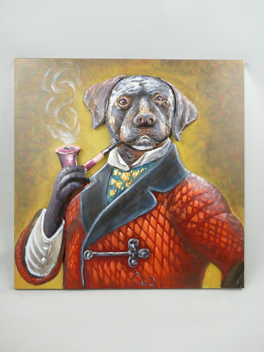 #(*) Metallbild (3D) Eisen Hund H.80x80cm
