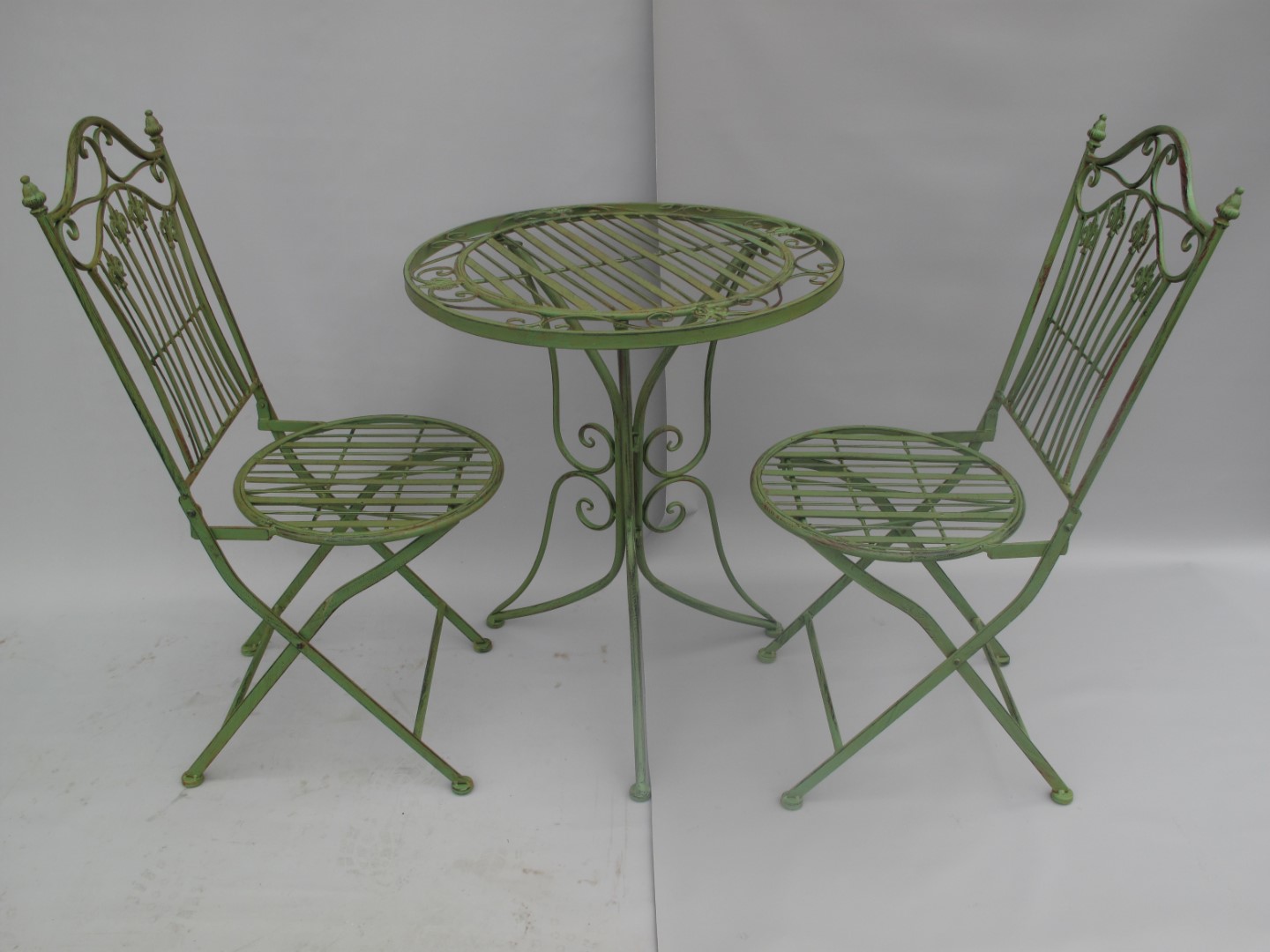 *NT 2xStuhl/Tisch(70) H.93cm Eisen GRÜN SET!!