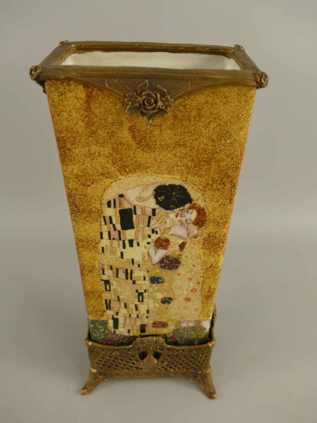 Vase KLIMT!! farbe Porzellan/Messing L.34cm