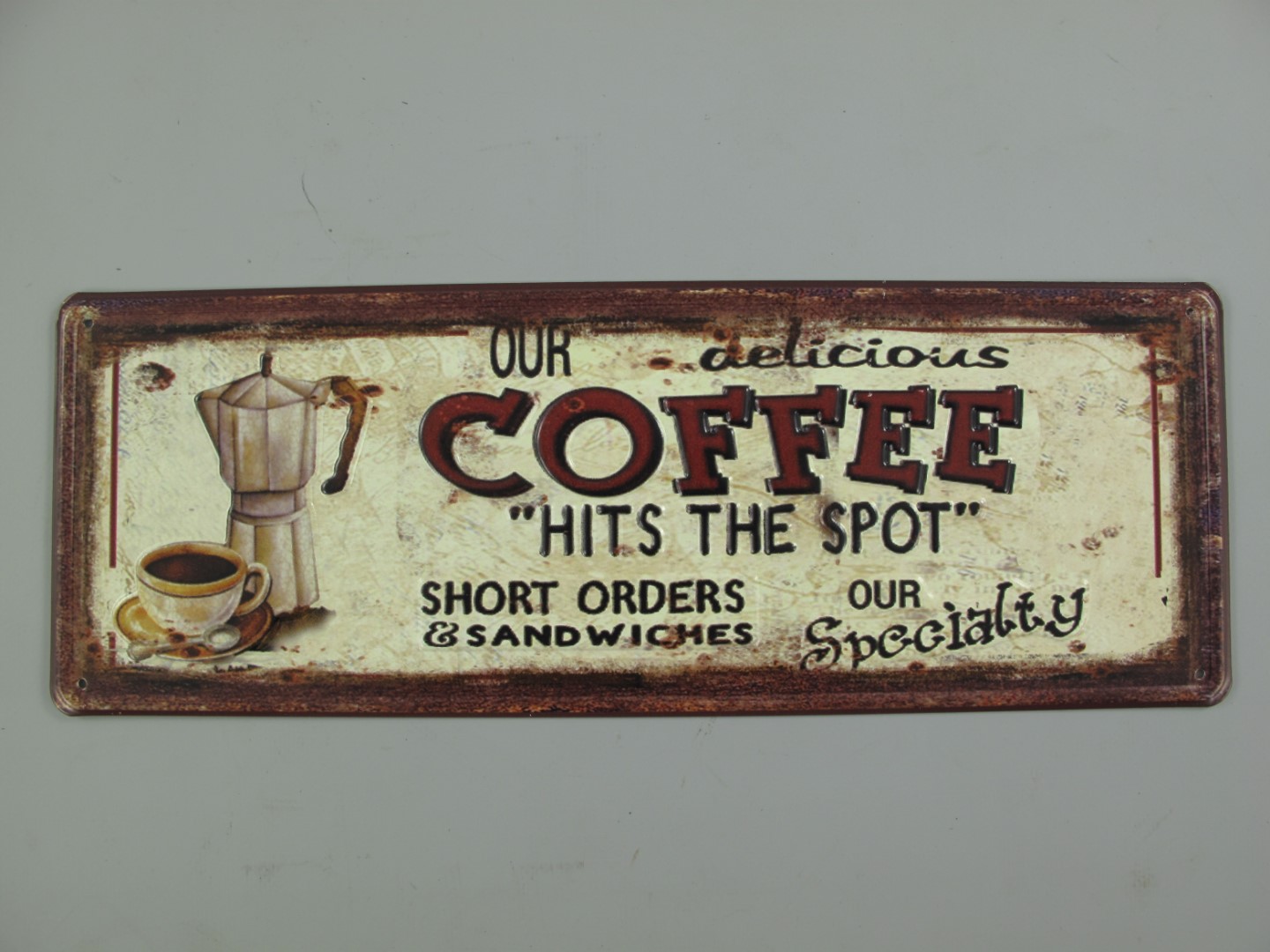 *ANG. Wandschild(RILL) Eisen Coffee H.13x36cm