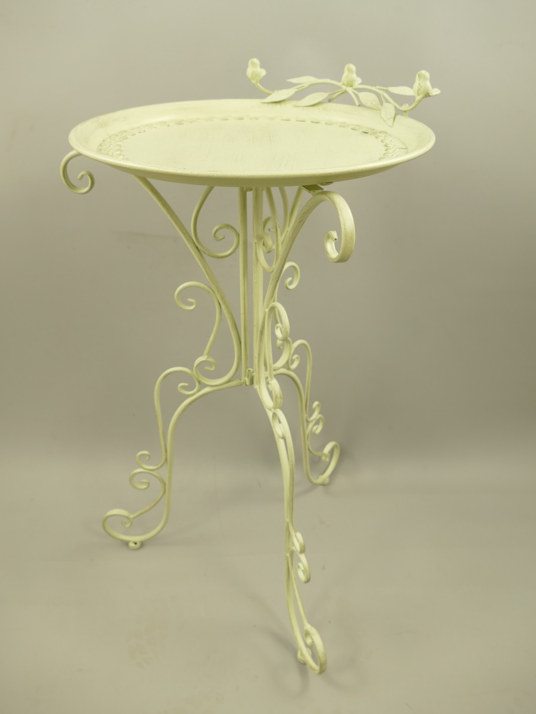 Vogeltränke Eisen rustikal weiss H.80cm