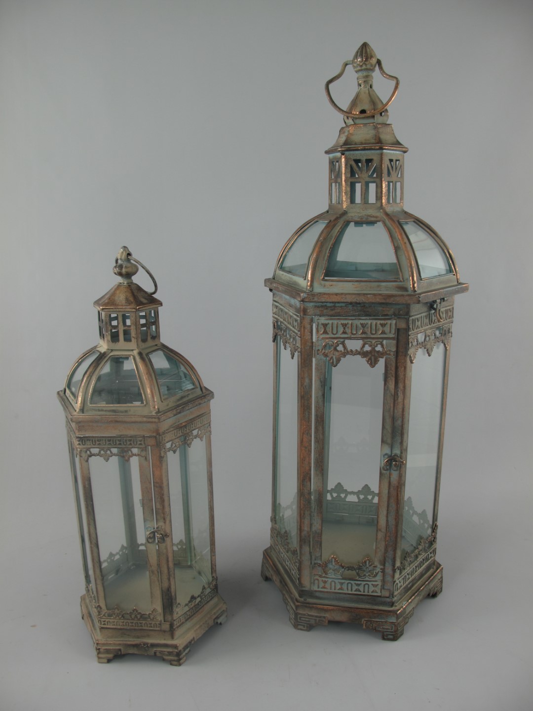 (*)Laterne rustikal Eisen farbe Set/2 H.75/50cm