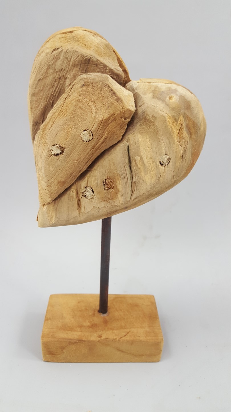 *NT Deko Herz Teak Holz/Eisen H.25x10cm