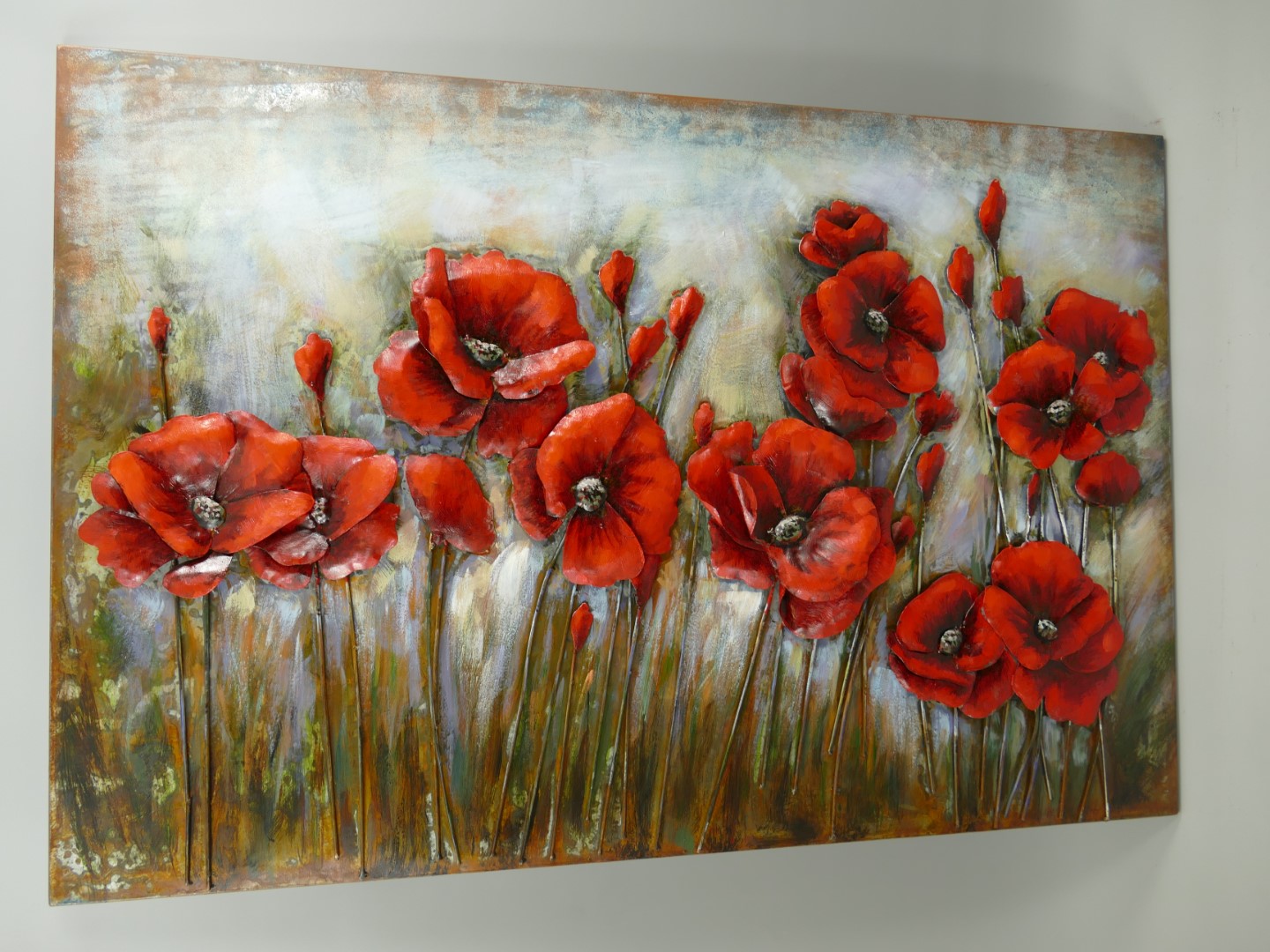 (*)Metallbild(3D) Eisen Blumen L.120cm