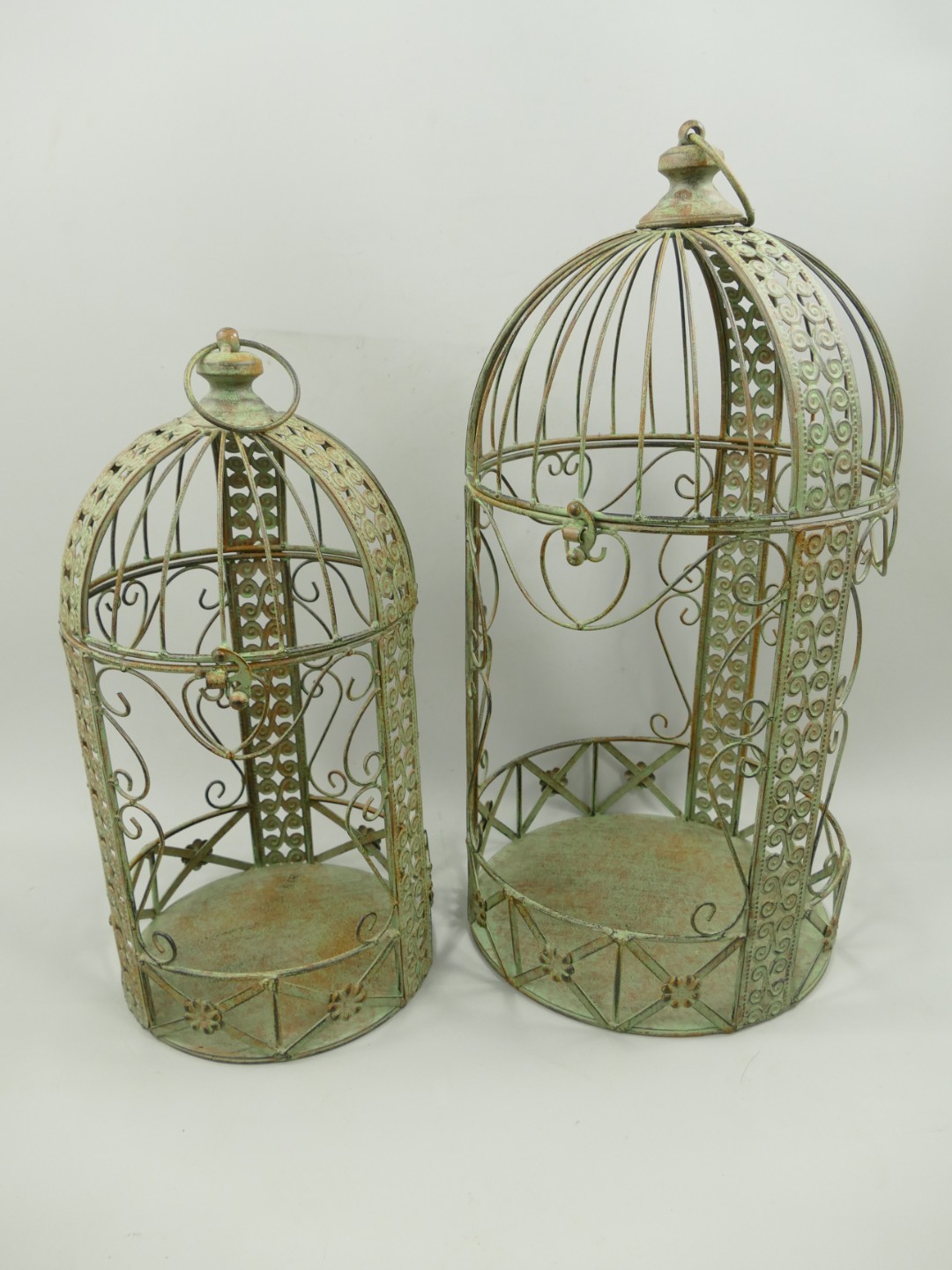 Käfig Eisen rust. farbig Set/2 H.46/60-D.24/30cm