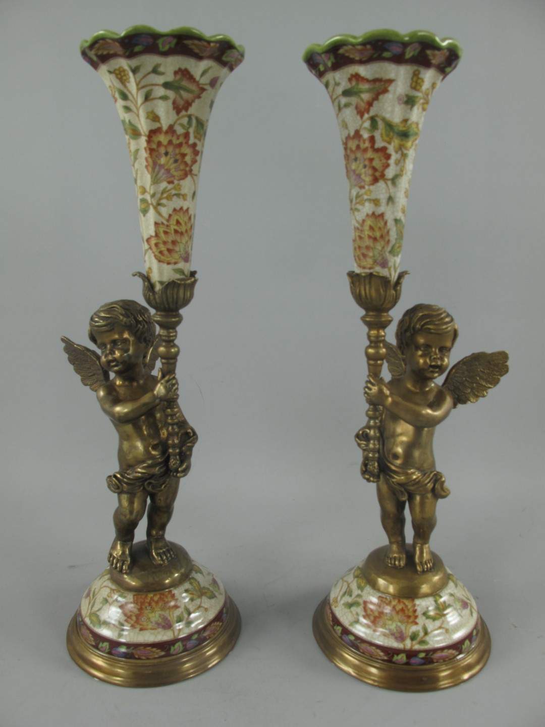 Leuchter FARBE Porzellan/Messing H.39x13cm