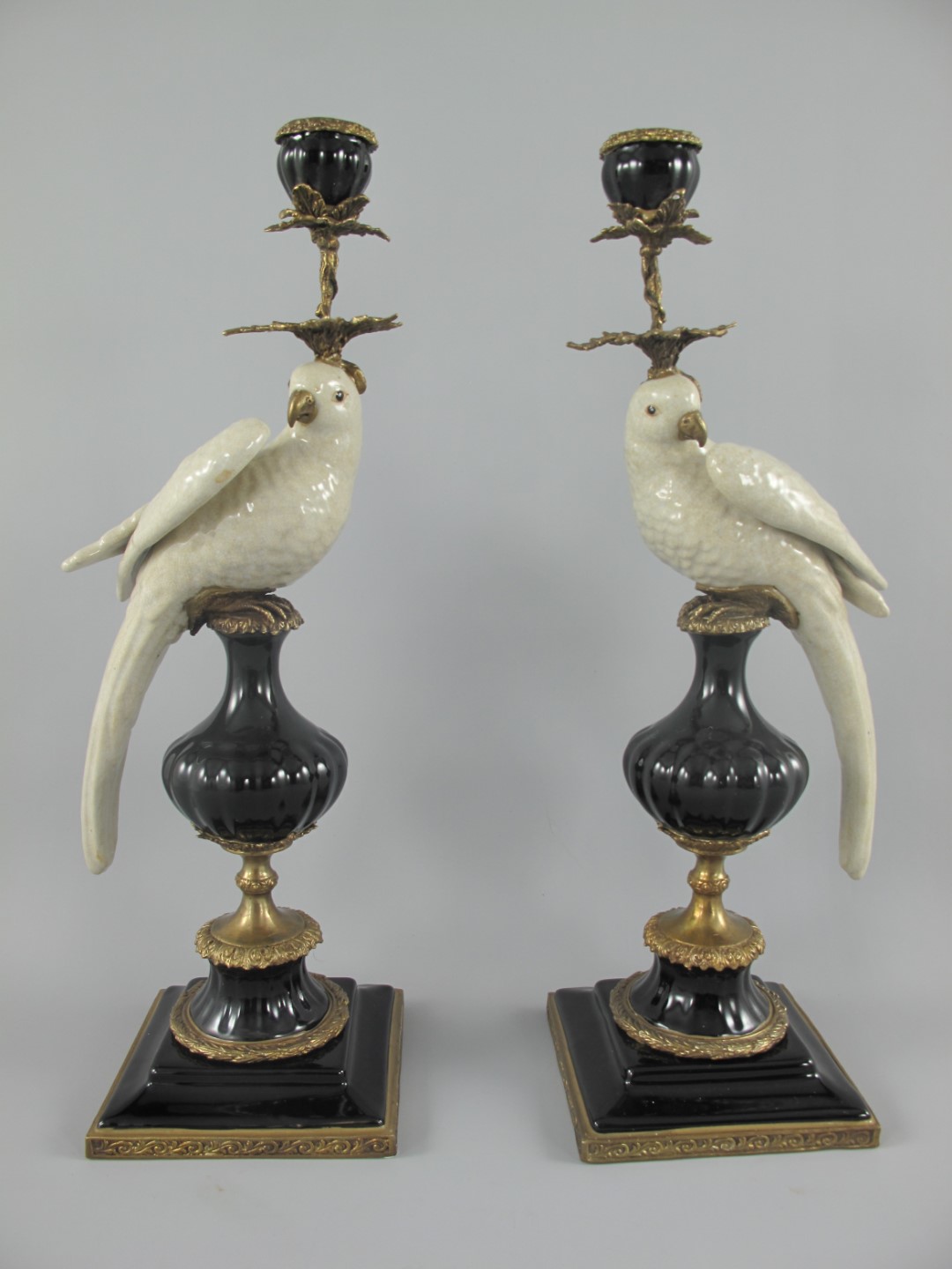 Porzellan/Bronz Papagei Links/Rechts H.48cm SET!!