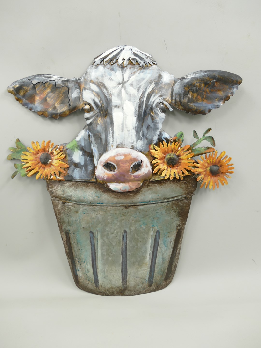 (*) Metallbild (3D) Eisen Kühe H.51cm