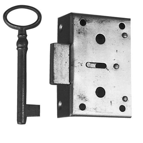 *ANG.Kastenschloß Eisen mit Schlüssel Dornmaß 70mm