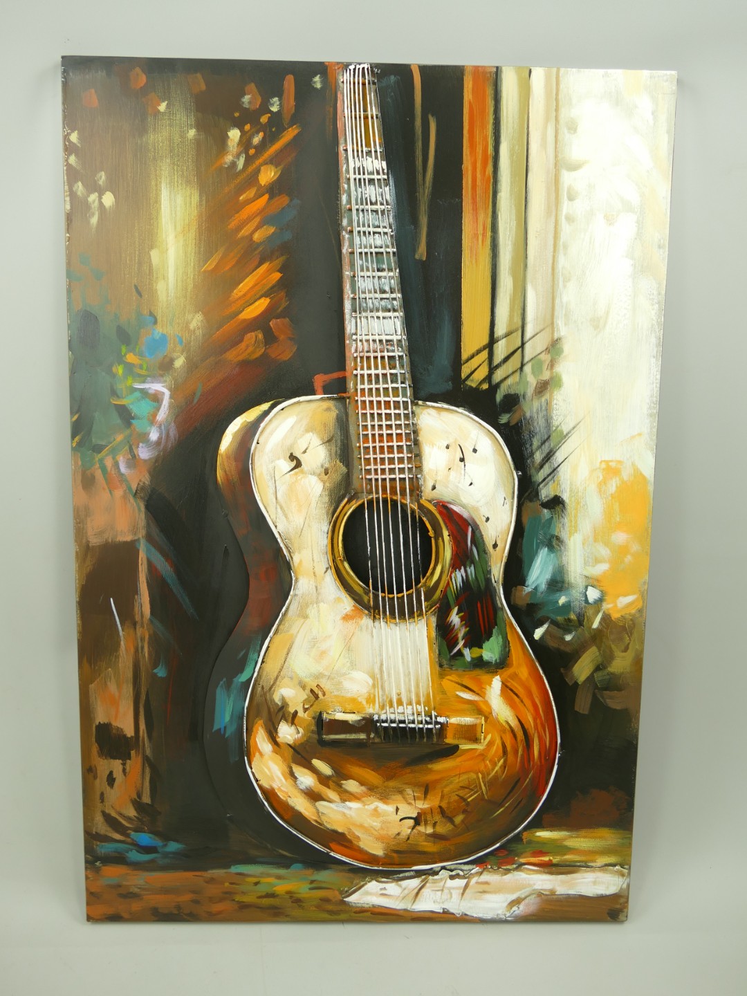(*) Metallbild (3D) Eisen Gitarre H.90x60cm