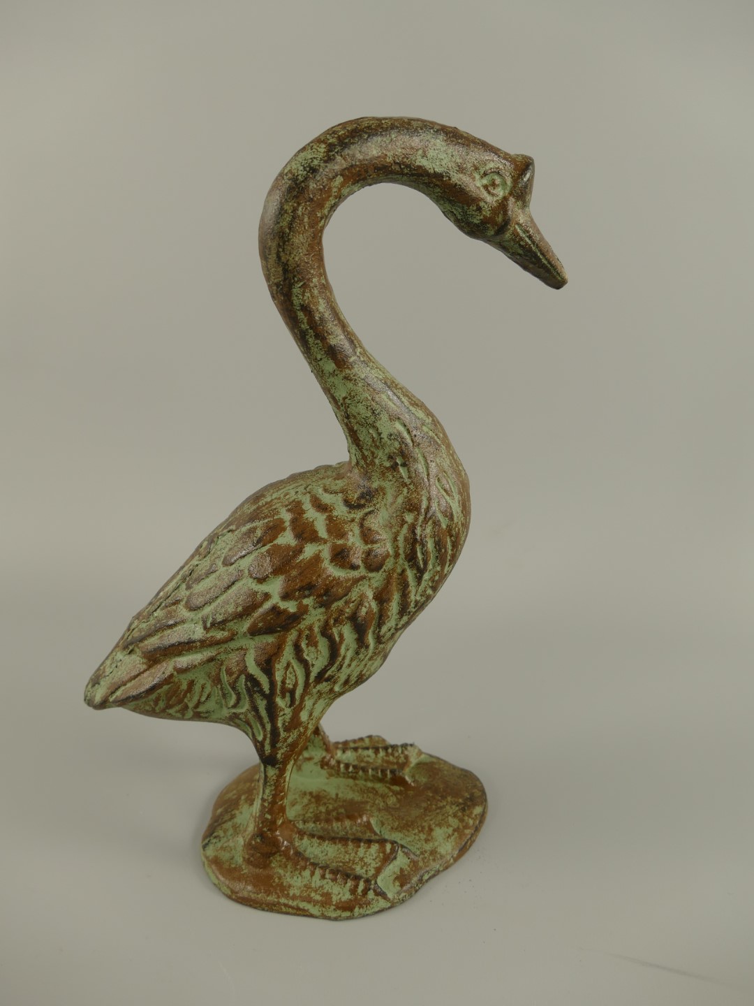 Schwan Gußeisen farbig H.32cm