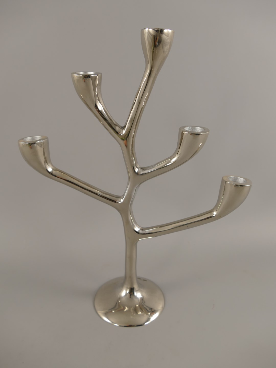 *ANG. Vernickelter Leuchter 5-Flammig H.35cm