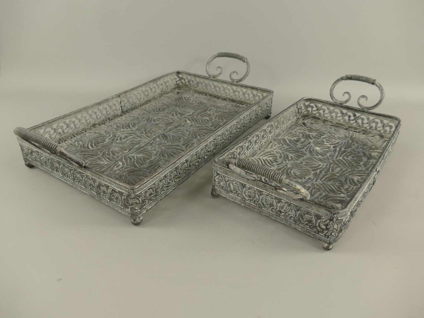 Tray Set/2 Eisen Grau L.46/55cm SET!