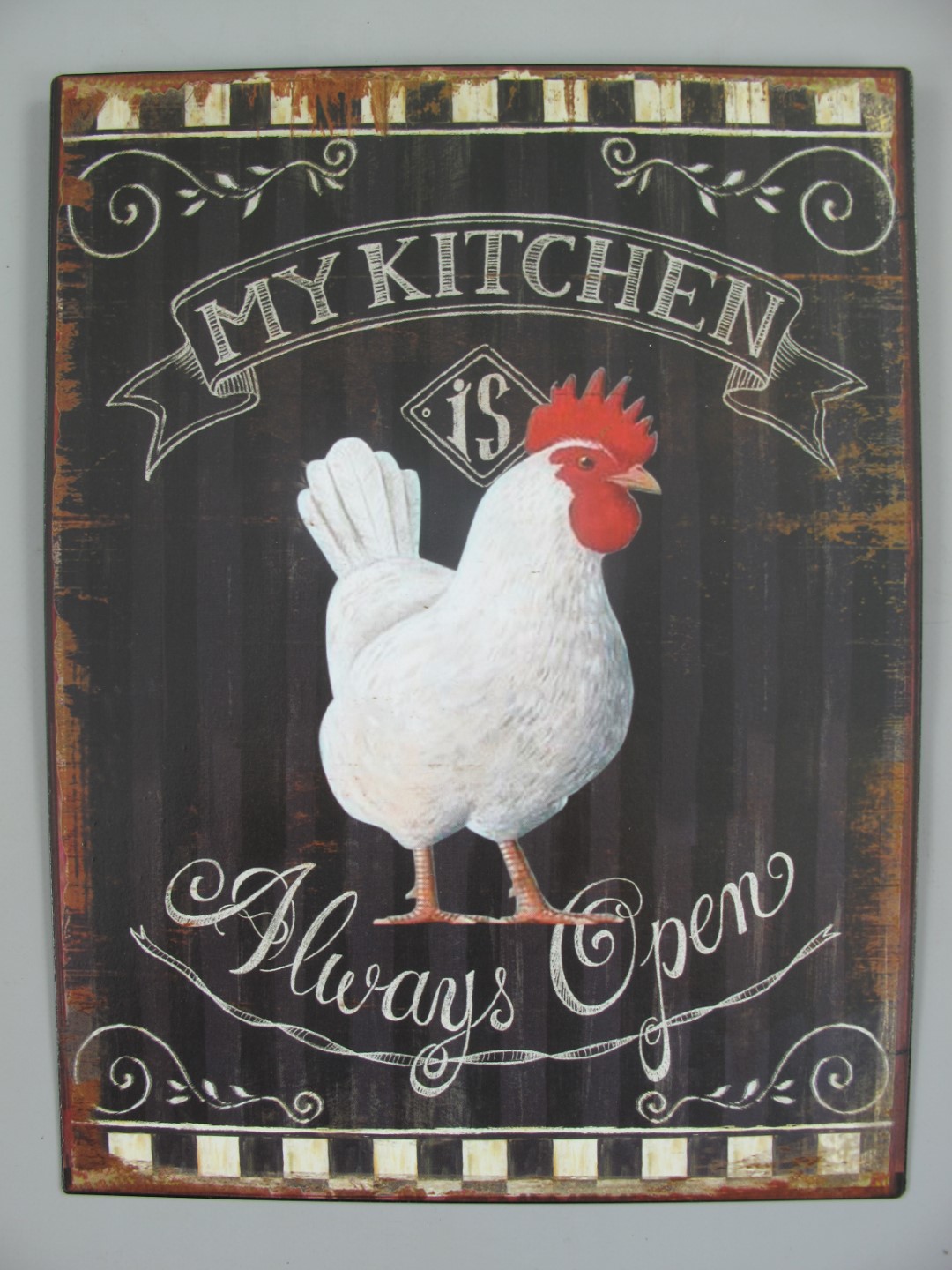 Wandschild Eisen Huhn My Kitchen H.25x33cm