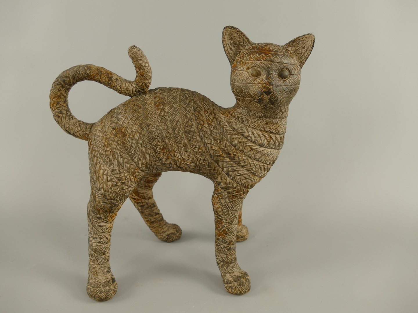 Katze Polystein Holz farbe H.26x26cm