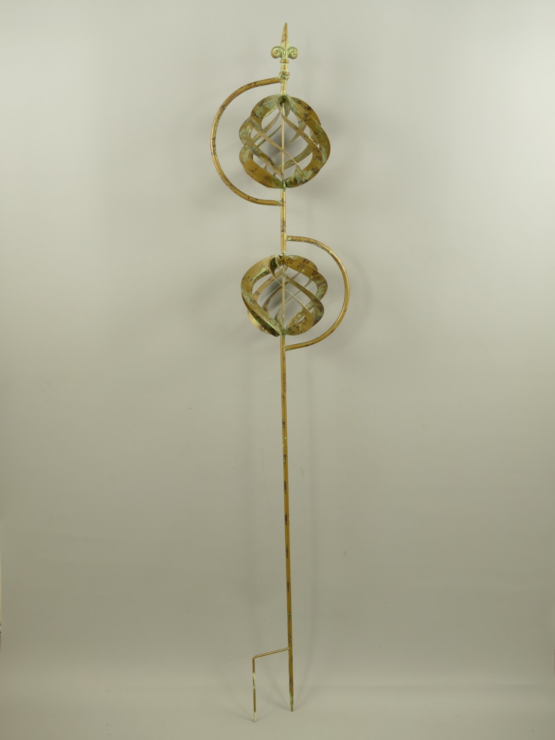 Wind Spinner Eisen Grün farbig H.150x26cm