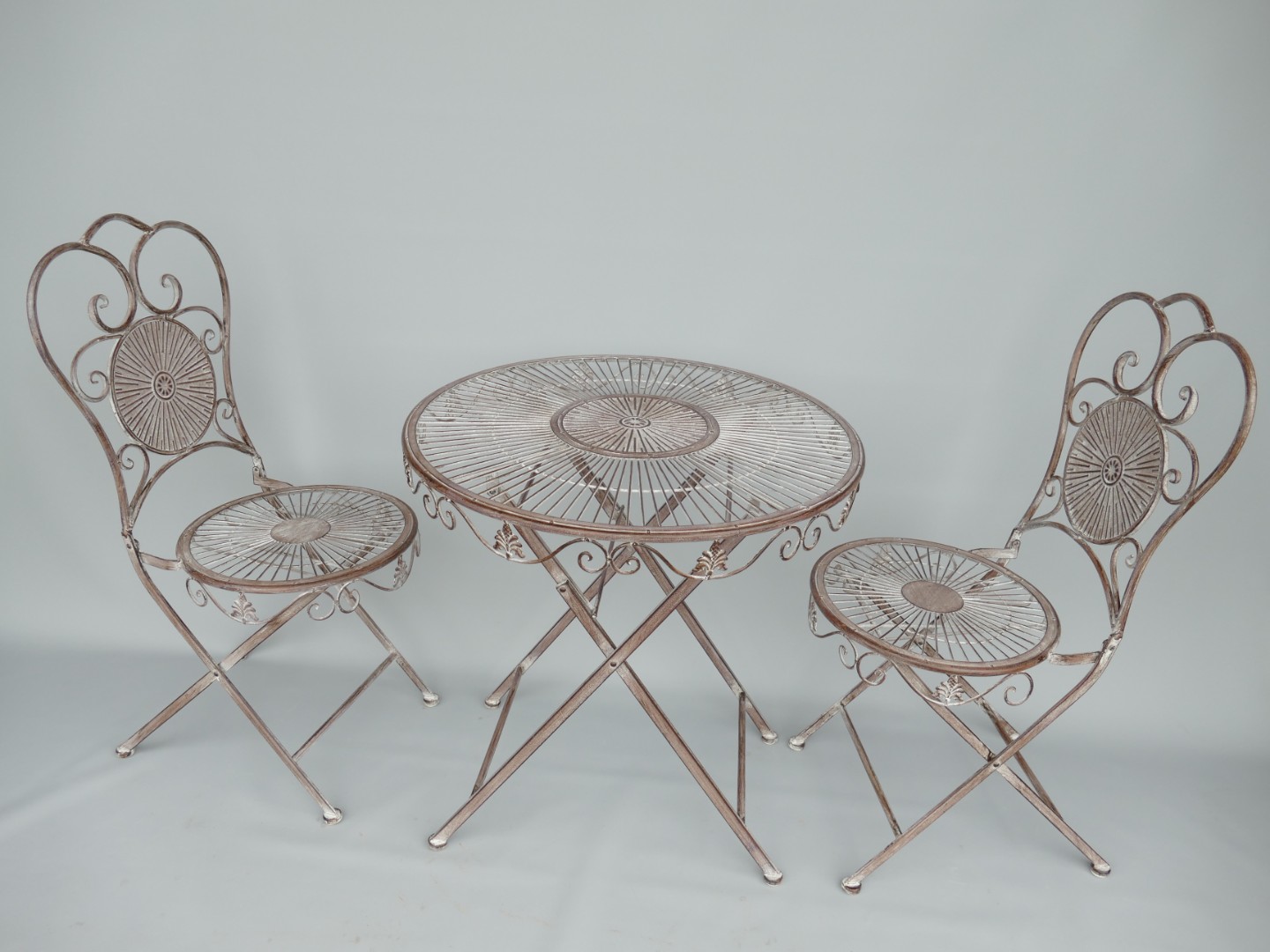 *NT 2xStuhl und Tisch(70) Eisen rustik braun SET!