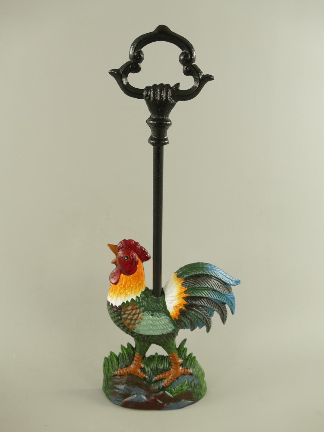 *ANG. Türstopper Hahn Gußeisen farbig H.46x18cm